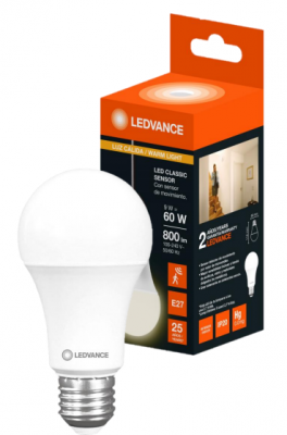 Lamp A60 S/Mov 9W E27 Calida