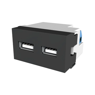 Toma Usb Doble Gris