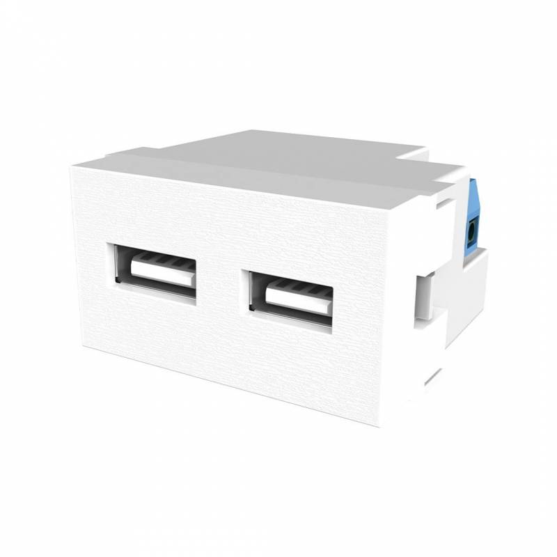 Toma Usb Doble Platinum Bco